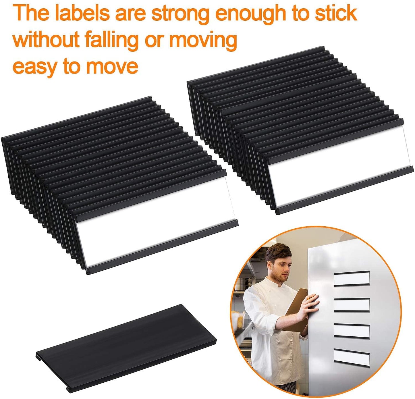 QUMENEY 50Pcs Magnetic Data Card Holders Magnetic Labels with Magnets and Cards for Metal Shelving, Metal Racks, Metal Mailboxes, 1 x 3 Inch