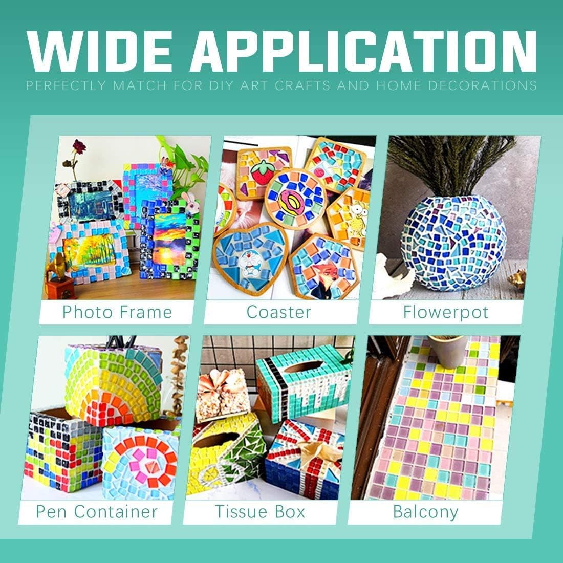 1 Lb Mixed Color Mosaic Tiles Shine Crystal Mosaic Tiles Assortment Kit, Glass Pieces for Home Decoration Crafts, DIY Craft, Plates, Picture