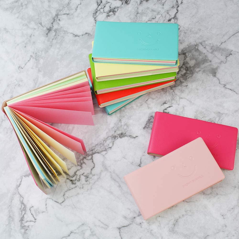 8PC Pocket Notebook, Mini Smiley Diary Notepads with Imitation-Leather Cover, Blank Pages, Portable Pocket Memo Book Easy to Tear Off, 11×6c
