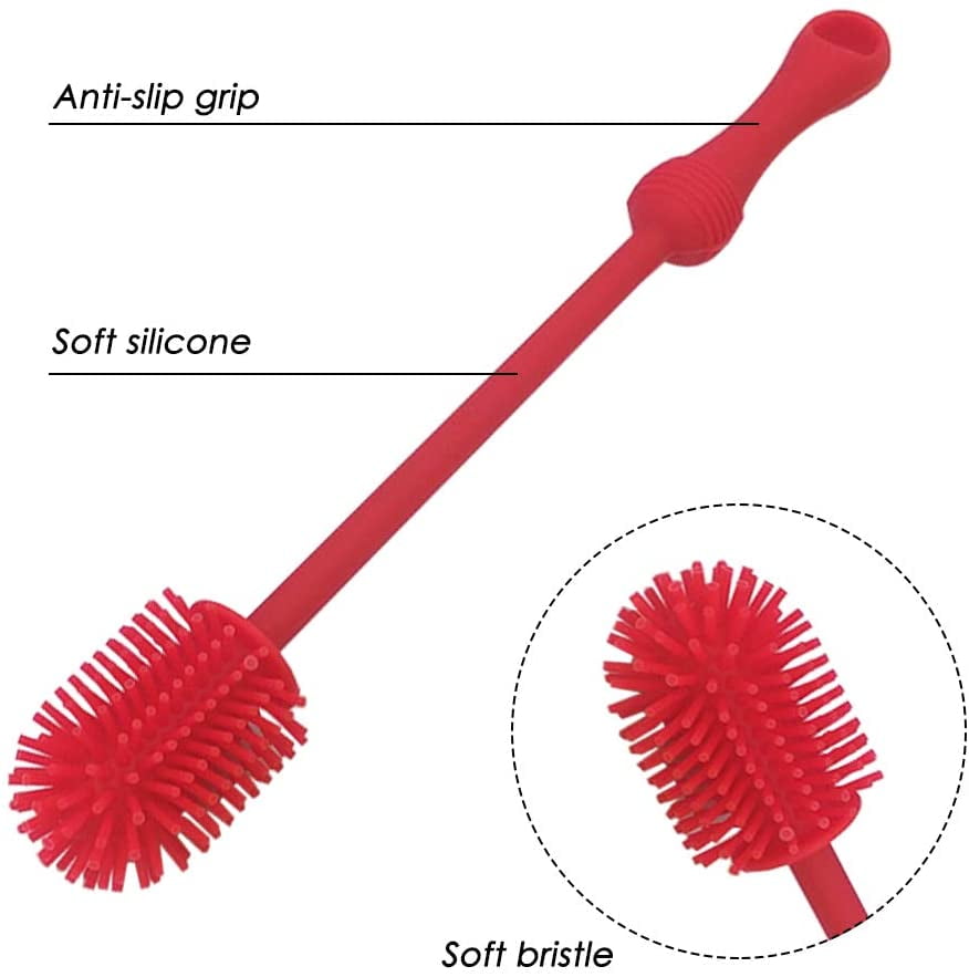 QUMENEY 6Pcs Silicone Bottle Brush, Straw Brush and Nipple Brush, Bottle Cleaners for Baby Bottles Coffee Cups Little Mugs Vase and Deep Cu