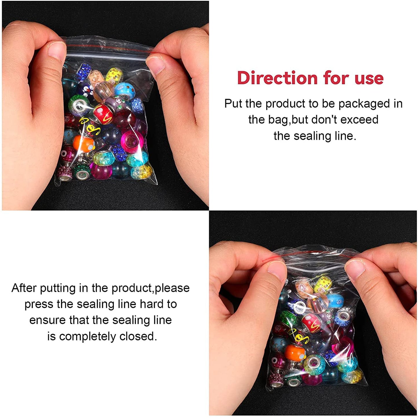 800 Pieces Small Ziplock Bags Clear Jewelry Bags, 4 Assorted Sizes, 1.6 x 2.4/2 x 3/2.5 x 3/2.5 x 3.5/3 x 4/4 x 6 Inch, Resealable Mini Zipl