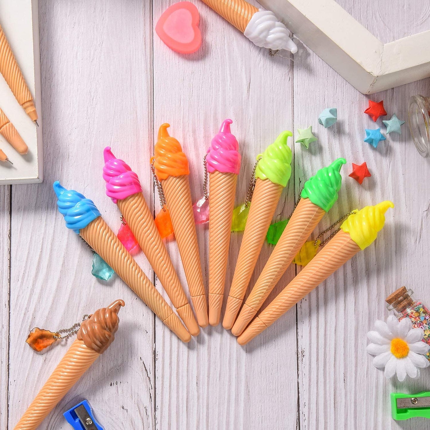12 Pieces Ice Cream Pen Novelty Cute Ink Pen Assorted Color Summer Writing Pen for Kids School Supplies Party Favor