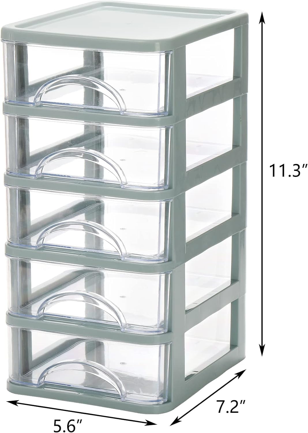 QUMENEY Desktop Drawer, Clear 5-Drawer Desktop Storage Unit, Small Organizer Box Storage Container Case, Frame with Clear Drawers, Drawer Un