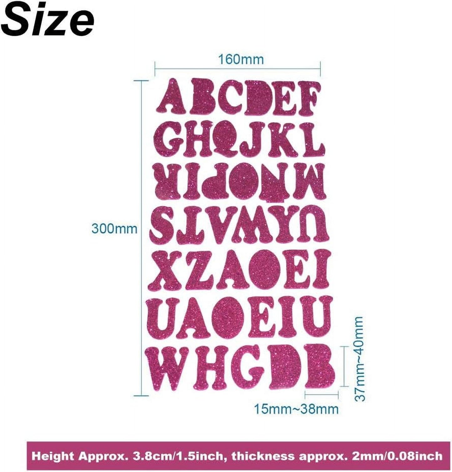 QUMENEY Glitter Foam Letters Stickers 6 Sheets Randomized style Self Adhesive Alphabet Number Stickers,Craft Embellishments for Decorating S