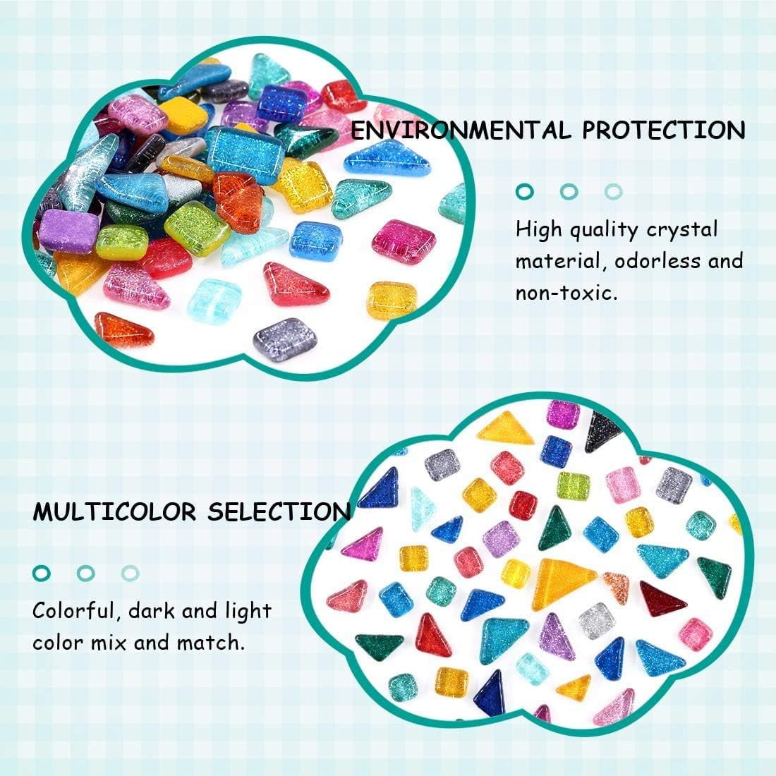 1 Lb Mixed Color Mosaic Tiles Shine Crystal Mosaic Tiles Assortment Kit, Glass Pieces for Home Decoration Crafts, DIY Craft, Plates, Picture