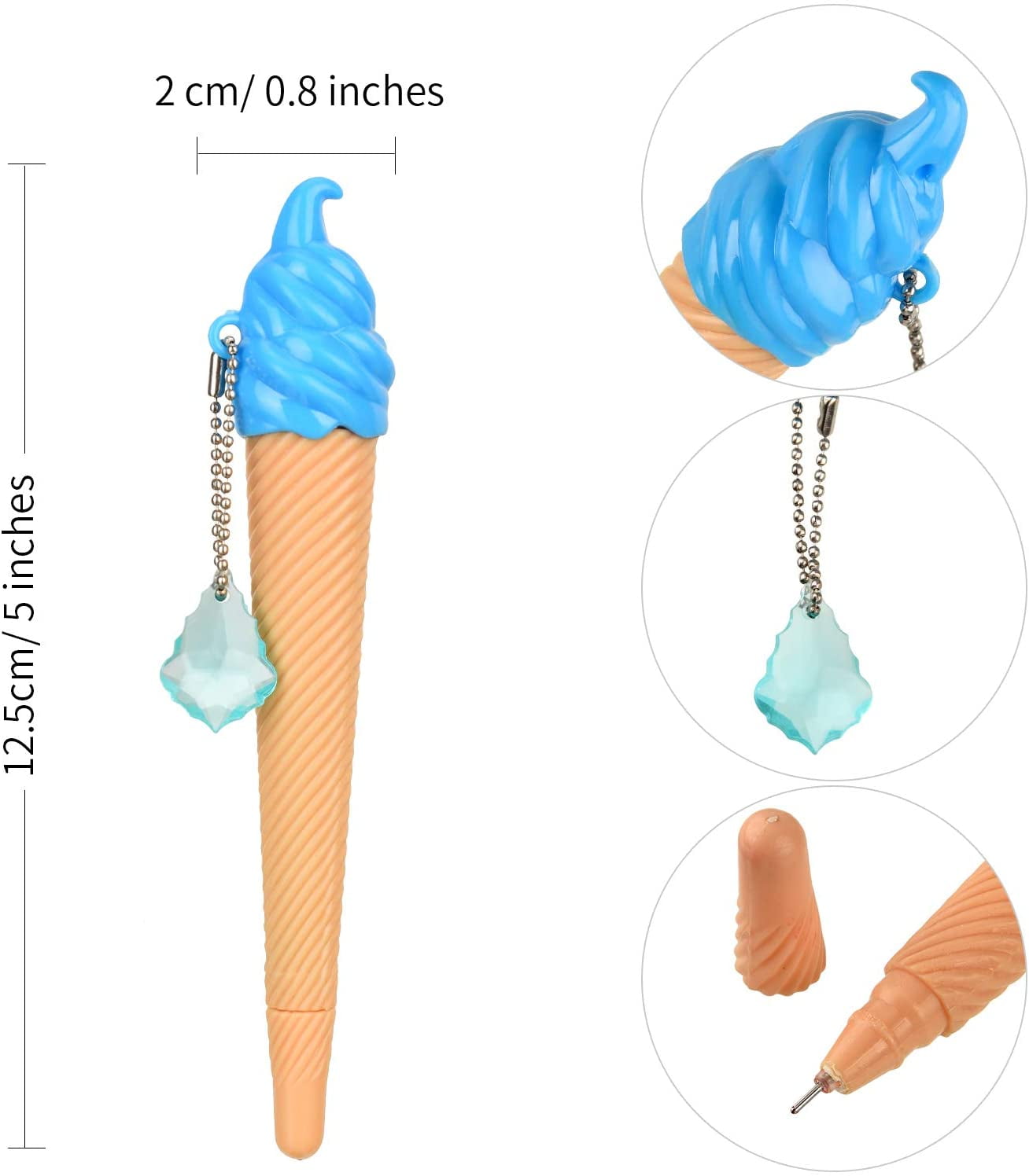 12 Pieces Ice Cream Pen Novelty Cute Ink Pen Assorted Color Summer Writing Pen for Kids School Supplies Party Favor