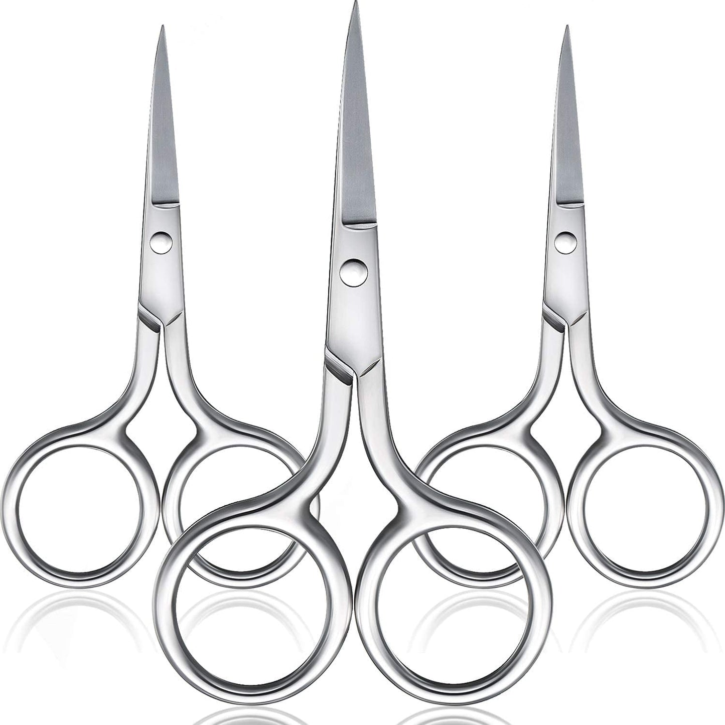 3 Pack Small Nose Scissors Facial Hair Scissors Mini Beauty Scissors Stainless Steel Trimming Pointed Scissor for Grooming Eyebrows, Nose, M
