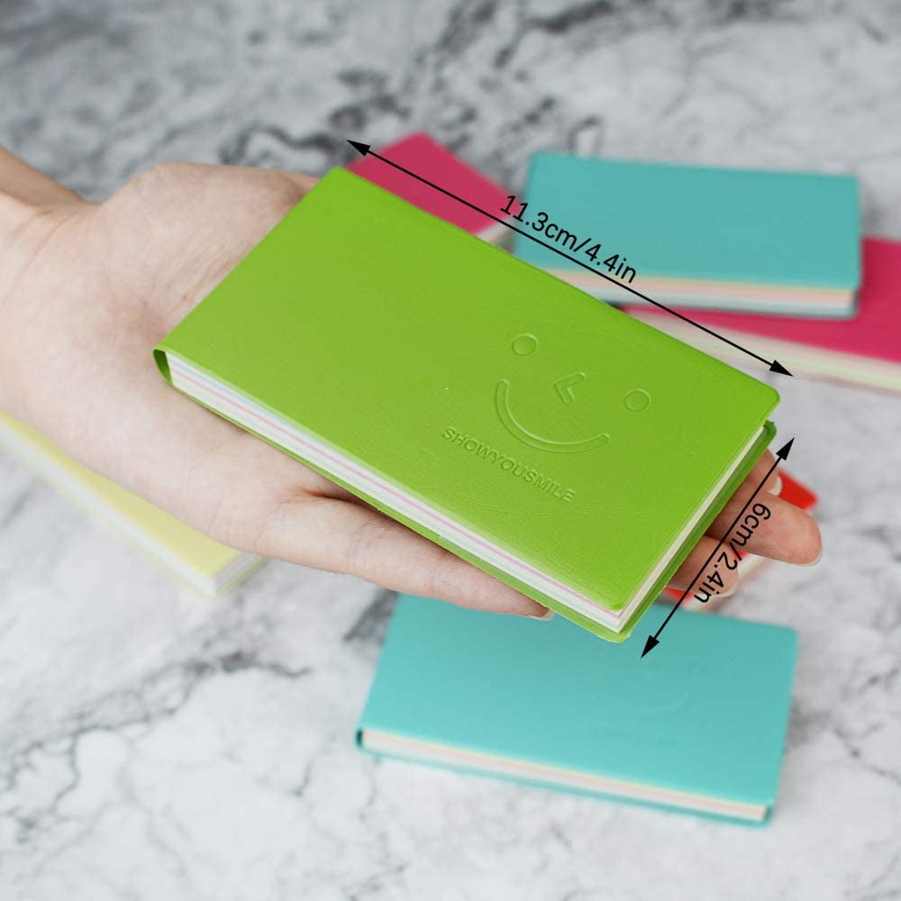 8PC Pocket Notebook, Mini Smiley Diary Notepads with Imitation-Leather Cover, Blank Pages, Portable Pocket Memo Book Easy to Tear Off, 11×6c