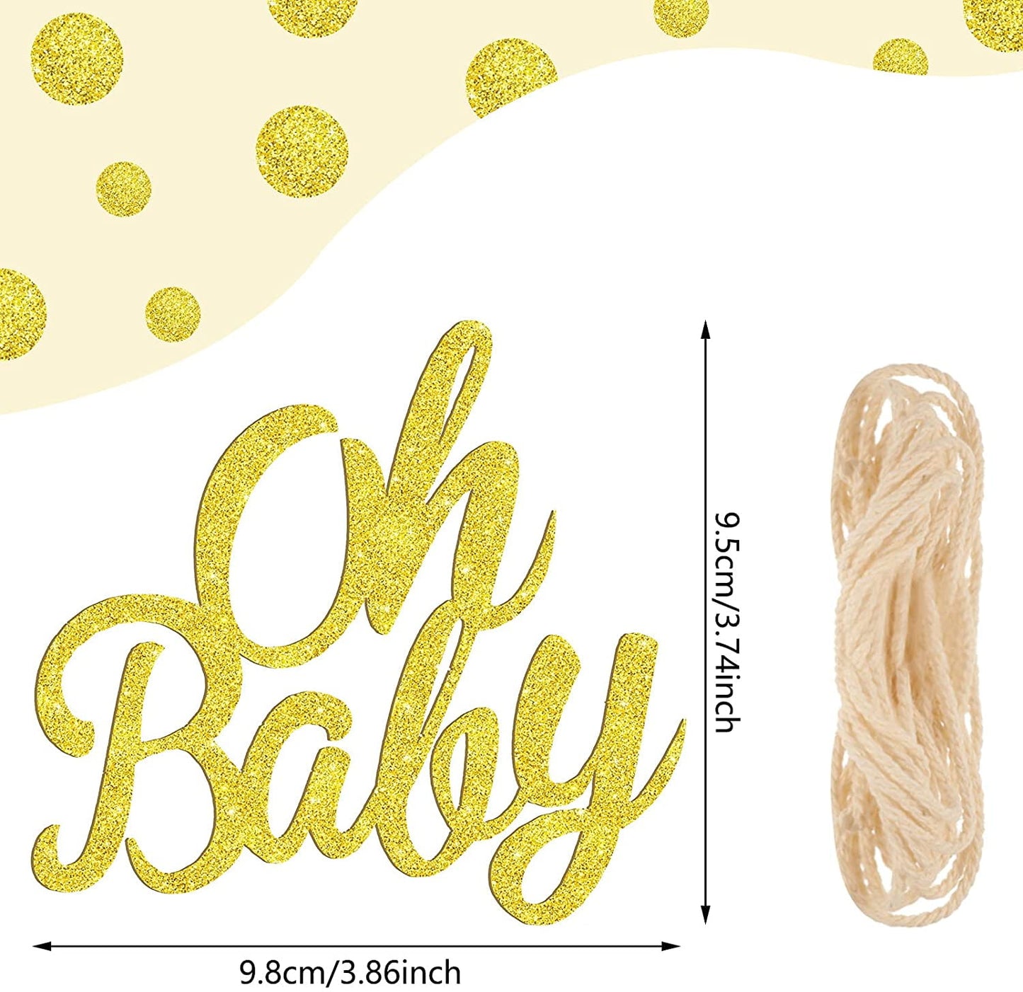 10 Pieces Baby Shower Cutout, Baby Table Centerpiece, Glitter Gender Reveal Party Decoration, Baby Shower Table Decoration with Rope for Hom