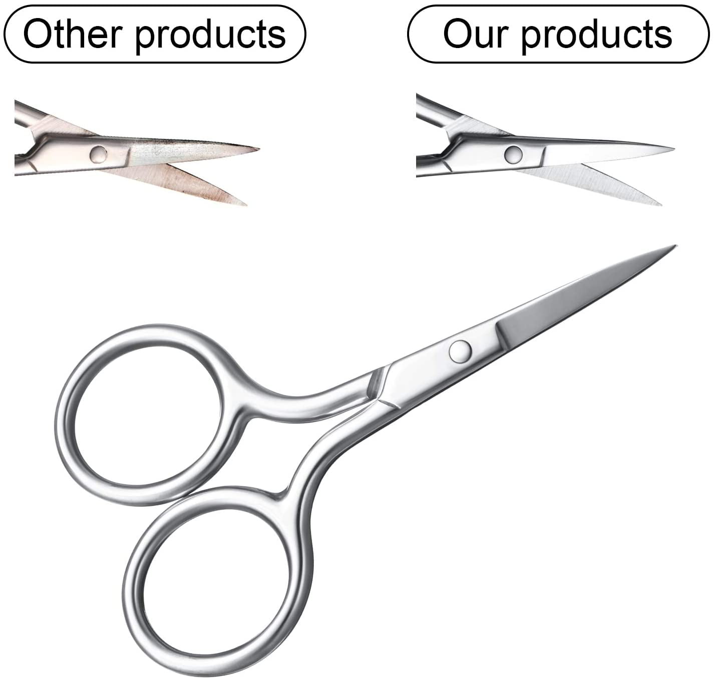 3 Pack Small Nose Scissors Facial Hair Scissors Mini Beauty Scissors Stainless Steel Trimming Pointed Scissor for Grooming Eyebrows, Nose, M