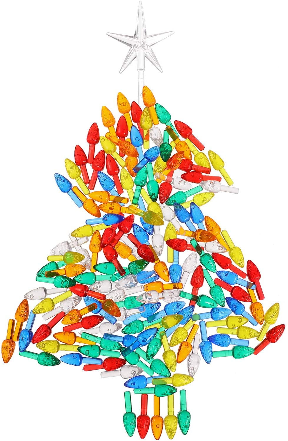 QUMENEY 151 Pcs Ceramic Christmas Tree Replacement Lights, Multi Color Medium Plastic Light Up Twist/Bulbs and 1 Piece Ceramic Tree Star Orn