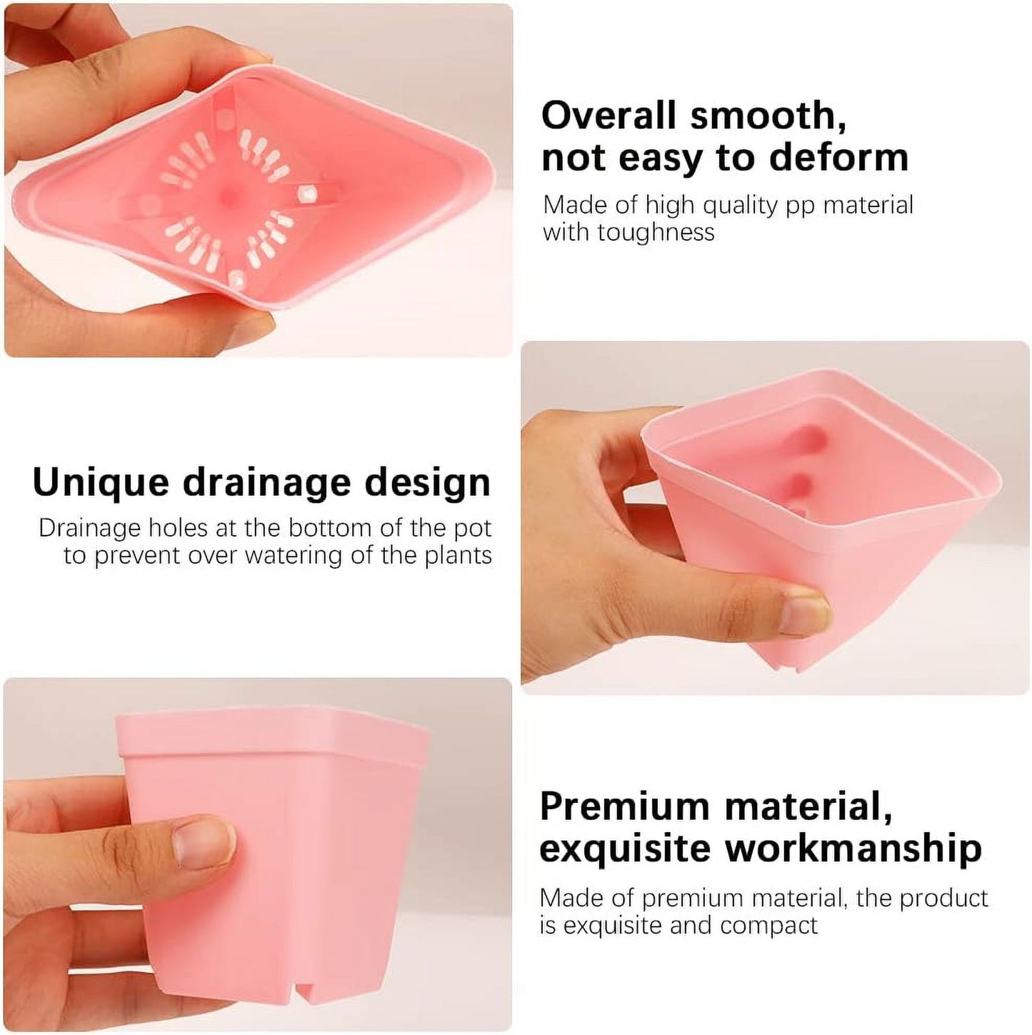 QUMENEY 21 Pack Colorful Flower Pots Square Plastic Plant Pots, Seedling Nursery Pots with Saucer for Succulents, Planter Container Indoor O