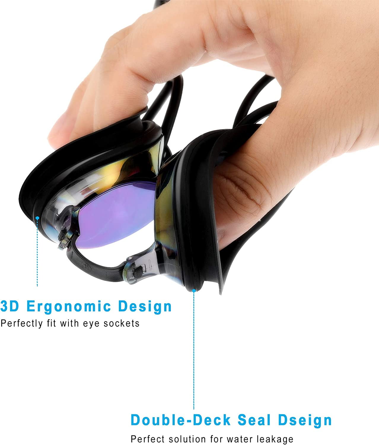 4 Pairs Triathlon Swim Goggles, Swimming Goggles Anti Fog Shatterproof UV Protection Goggles, Assorted Colors