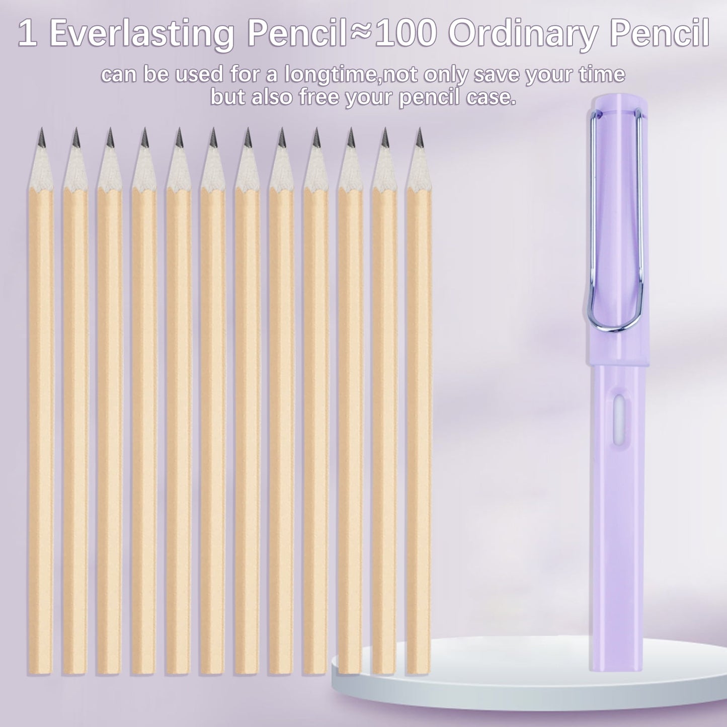 RETON 8Pcs Everlasting Pencil, Infinite Reusable Pencils with 8pcs Replacement Nibs, Inkless Eternal Pencils for Writing Painting Sketching