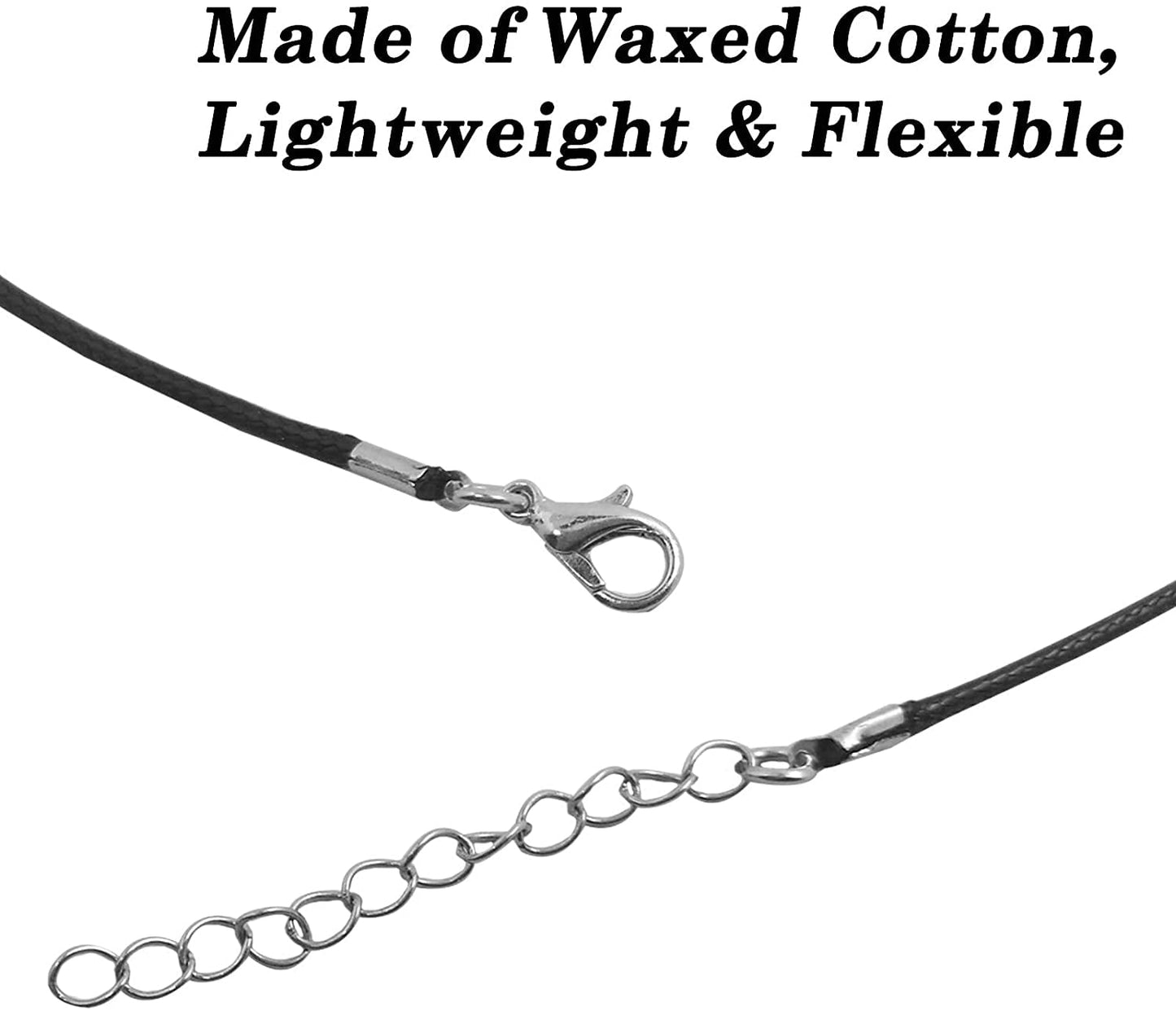 Set of 75, Black Waxed Cord with Clasp Bulk and Mixed Irregular Healing Stone Beads, findTop 50 Pcs Necklace Cord Bulk (20 Inch) and Crystal