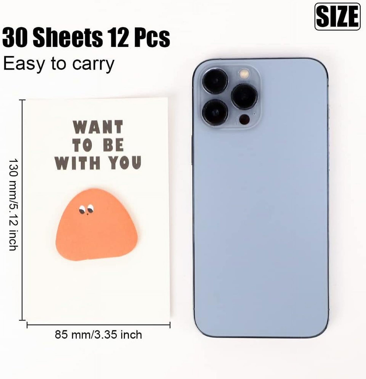 6 Pack 360 Sheets Cute Novelty Sticky Notes, Cartoon Sticky Notes Self-Stick Notes Memo Pads, Kawaii Stationary Supplies Note for Students S