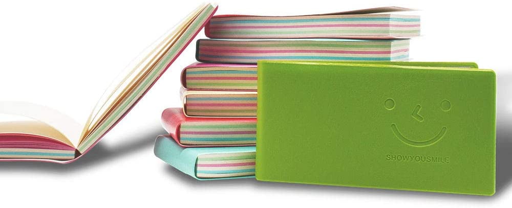 8PC Pocket Notebook, Mini Smiley Diary Notepads with Imitation-Leather Cover, Blank Pages, Portable Pocket Memo Book Easy to Tear Off, 11×6c