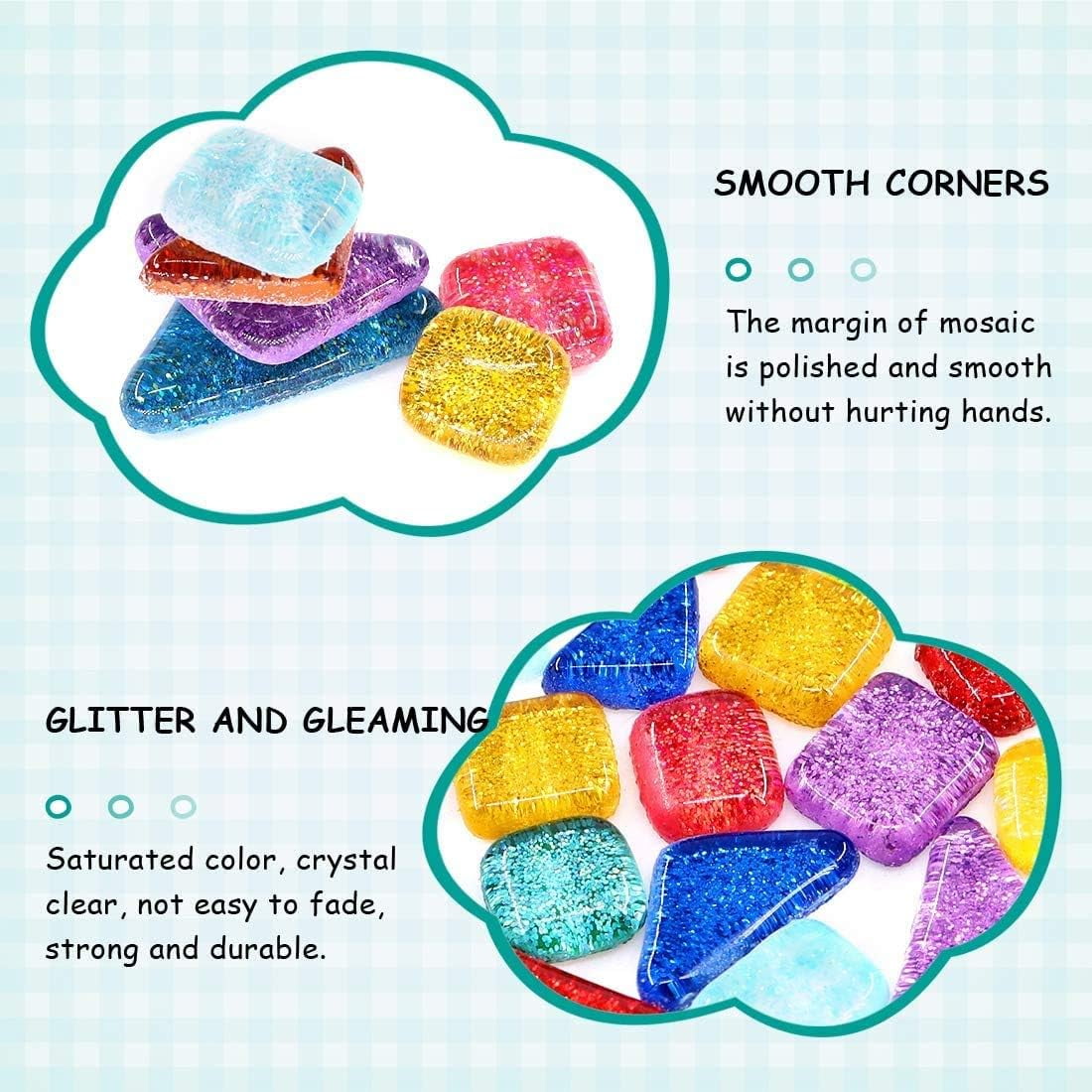 1 Lb Mixed Color Mosaic Tiles Shine Crystal Mosaic Tiles Assortment Kit, Glass Pieces for Home Decoration Crafts, DIY Craft, Plates, Picture