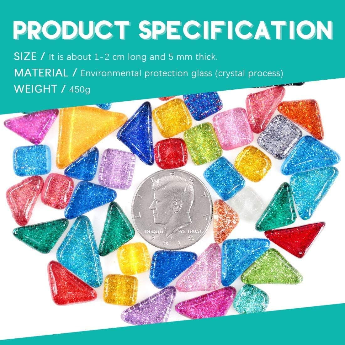 1 Lb Mixed Color Mosaic Tiles Shine Crystal Mosaic Tiles Assortment Kit, Glass Pieces for Home Decoration Crafts, DIY Craft, Plates, Picture
