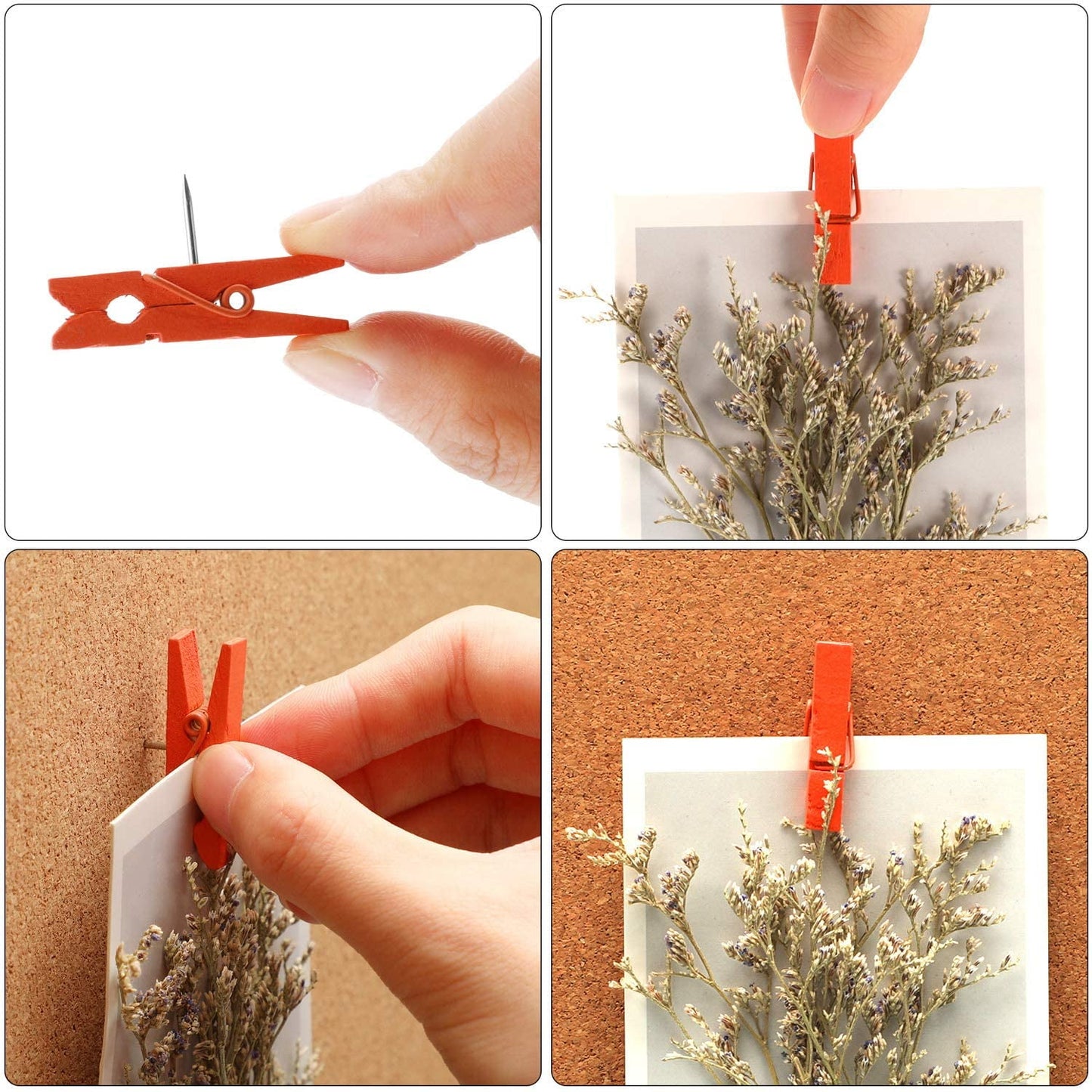 QUMENEY 50Pcs Push Pins for Bulletin Board Wooden Push Pins Tacks Crafts Pins for Class Bulletin Board Cork Boards Photo Display