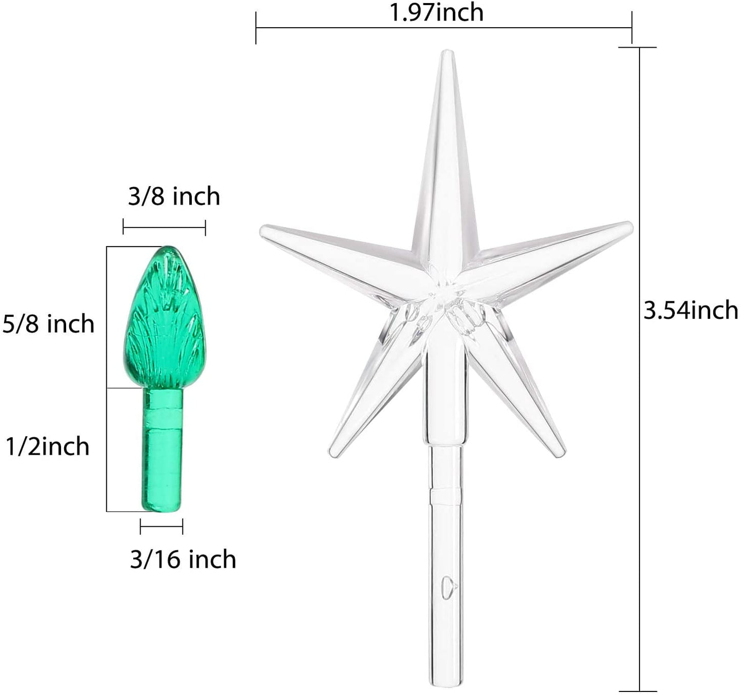QUMENEY 151 Pcs Ceramic Christmas Tree Replacement Lights, Multi Color Medium Plastic Light Up Twist/Bulbs and 1 Piece Ceramic Tree Star Orn