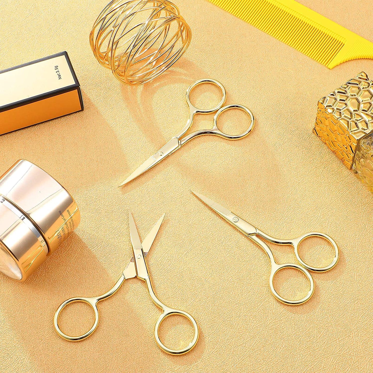 3 Pack Small Nose Scissors Facial Hair Scissors Mini Beauty Scissors Stainless Steel Trimming Pointed Scissor for Grooming Eyebrows, Nose, M