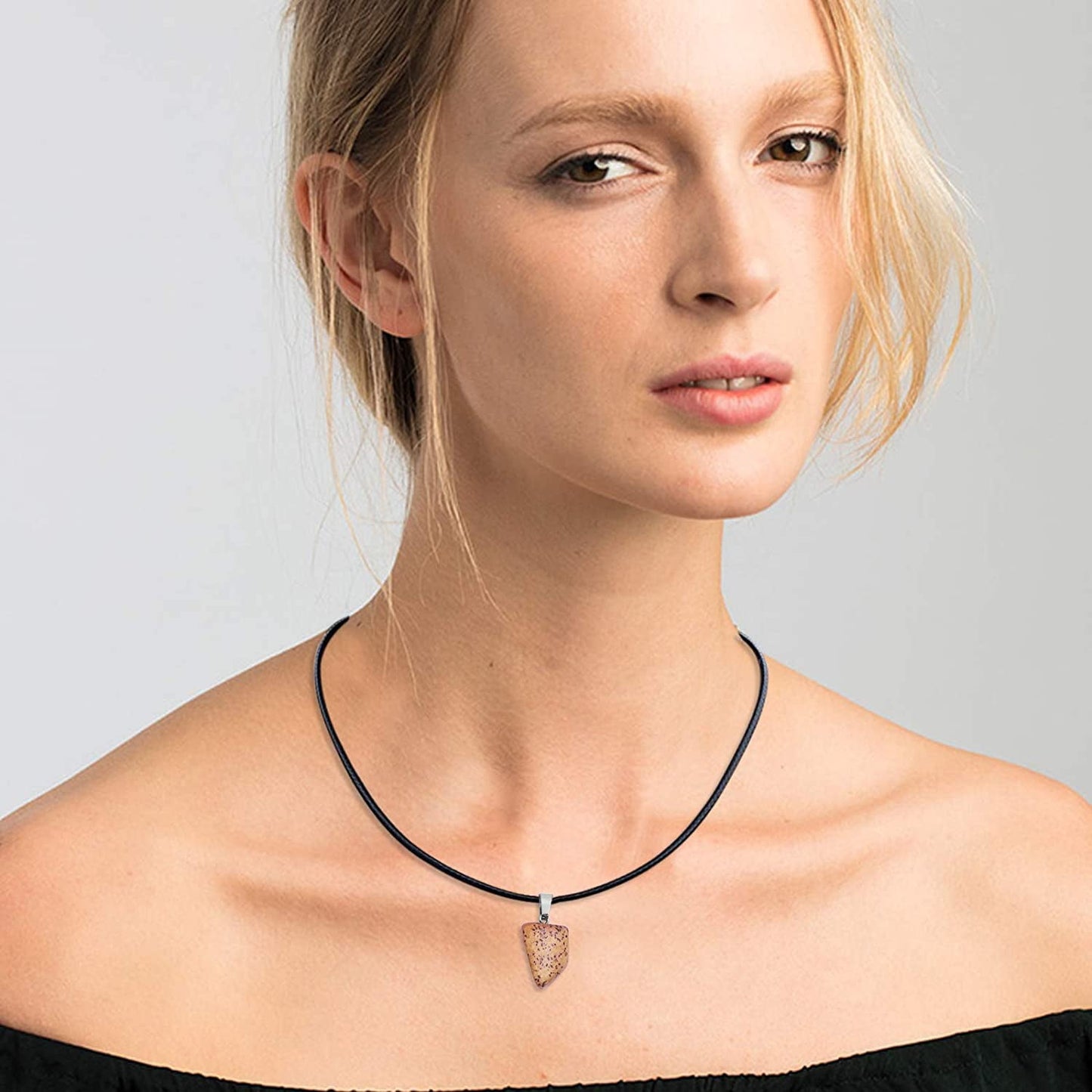 Set of 75, Black Waxed Cord with Clasp Bulk and Mixed Irregular Healing Stone Beads, findTop 50 Pcs Necklace Cord Bulk (20 Inch) and Crystal