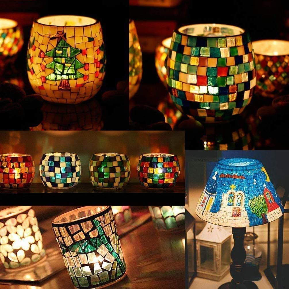 1 Lb Mixed Color Mosaic Tiles Shine Crystal Mosaic Tiles Assortment Kit, Glass Pieces for Home Decoration Crafts, DIY Craft, Plates, Picture
