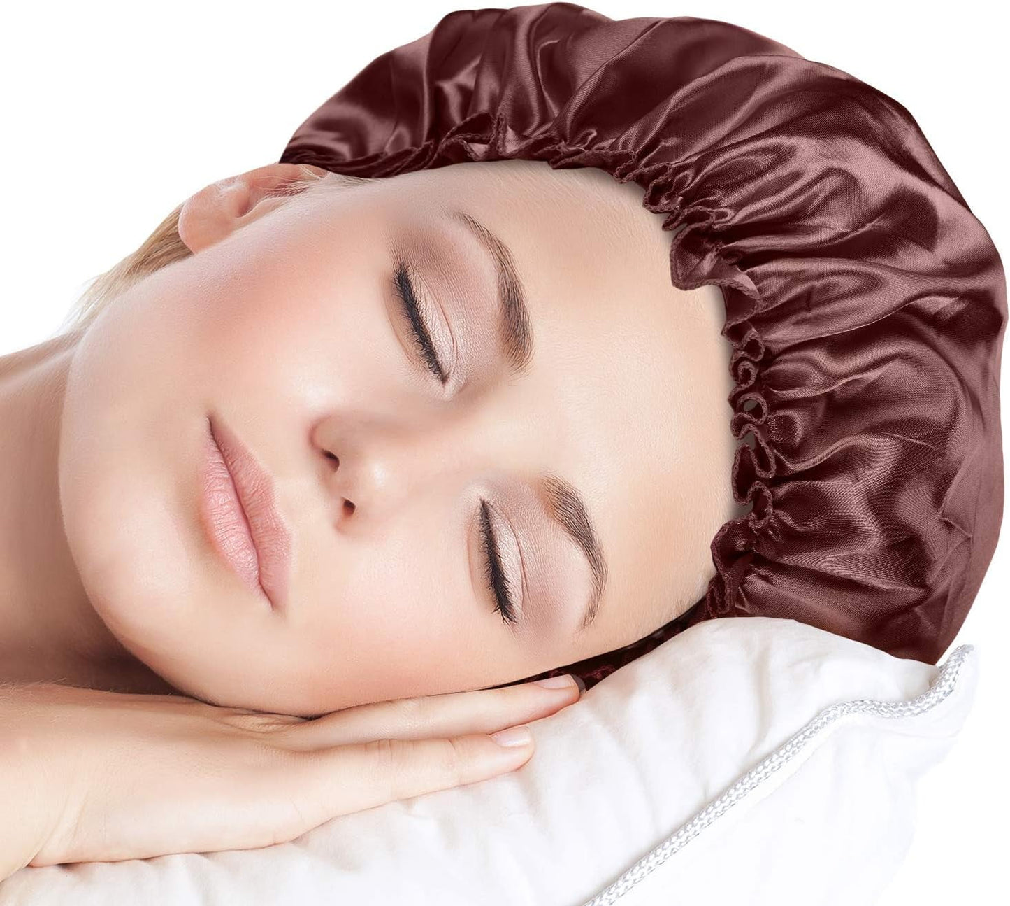 6 Pieces Sleep Cap Satin Bonnet Sleeping Hat Soft Elastic Night Hair Cover for Women Girls