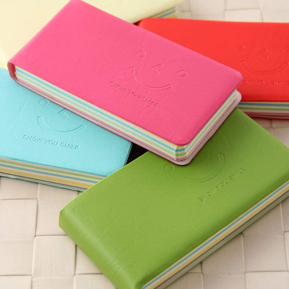 8PC Pocket Notebook, Mini Smiley Diary Notepads with Imitation-Leather Cover, Blank Pages, Portable Pocket Memo Book Easy to Tear Off, 11×6c