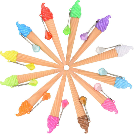 12 Pieces Ice Cream Pen Novelty Cute Ink Pen Assorted Color Summer Writing Pen for Kids School Supplies Party Favor