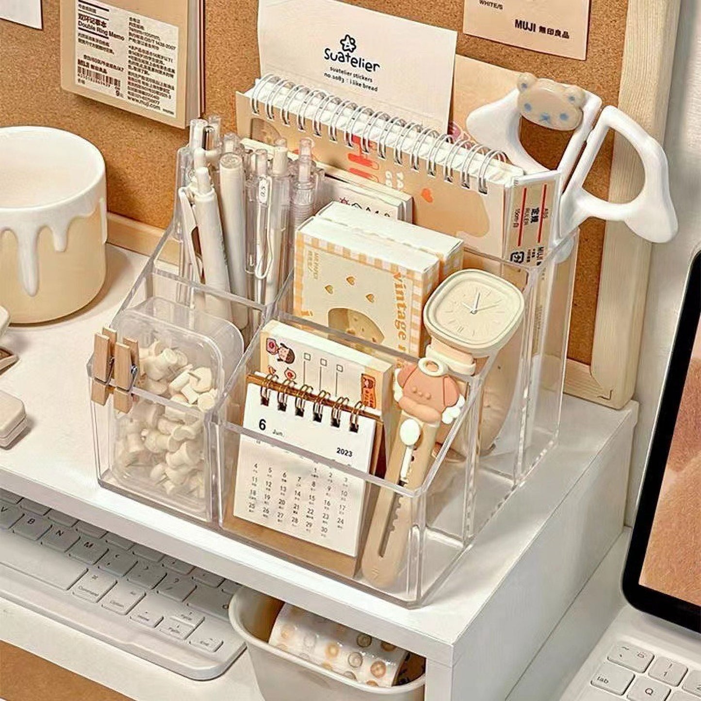 Multi-function Acrylic Pen Organizer Storage, Translucent Desk Pencil Organizer Pencil Pot Pen Pot, Pen Storage Holder Creative Desk Storage