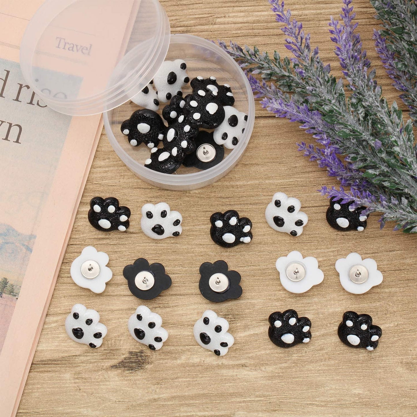 25 Pieces Paw Print Push Pins Animal Paw Thumb Tacks Decorative Pushpins for Cork Boards Home and Office (Color 1)