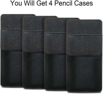 RETON 4 Packs Pocket Protector, Leather Pen Pouch Holder Organizer for Lab Coats/shirts/pen Note, Handmade Pencil Pocket Holder for School O