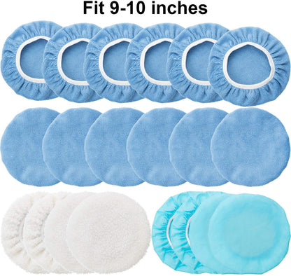 20 Pieces 9 to 10 Inches Buffer Pads Car Polisher Bonnet Orbital Buffer Bonnets Microfiber Bonnet Polishing Bonnet Buffing Pad Cover