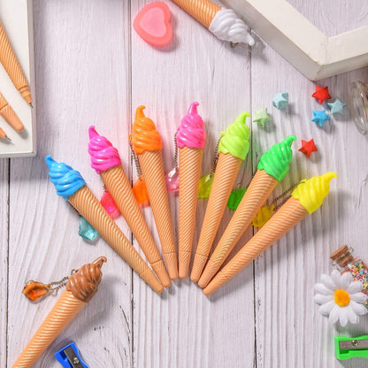 12 Pieces Ice Cream Pen Novelty Cute Ink Pen Assorted Color Summer Writing Pen for Kids School Supplies Party Favor