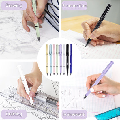 RETON 8Pcs Everlasting Pencil, Infinite Reusable Pencils with 8pcs Replacement Nibs, Inkless Eternal Pencils for Writing Painting Sketching