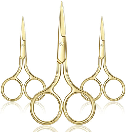 3 Pack Small Nose Scissors Facial Hair Scissors Mini Beauty Scissors Stainless Steel Trimming Pointed Scissor for Grooming Eyebrows, Nose, M