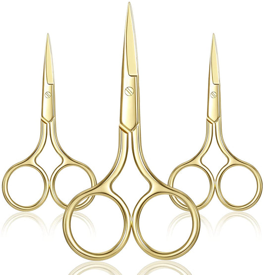 3 Pack Small Nose Scissors Facial Hair Scissors Mini Beauty Scissors Stainless Steel Trimming Pointed Scissor for Grooming Eyebrows, Nose, M