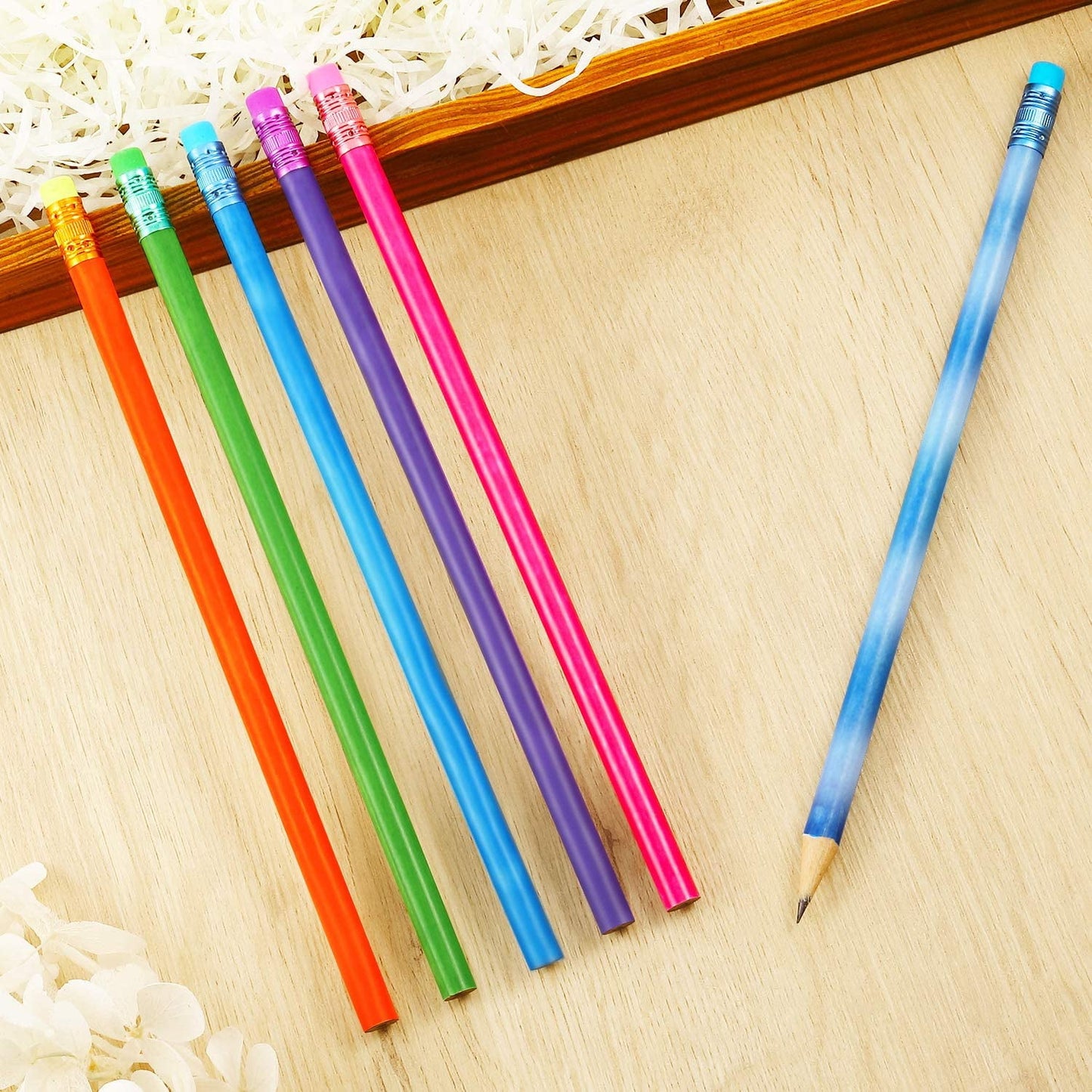 QUMENEY 30Pcs Color Changing Mood Pencil with Eraser Wooden Pencils Heat Activated Color Changing Pencils Thermochromic Assorted Colors