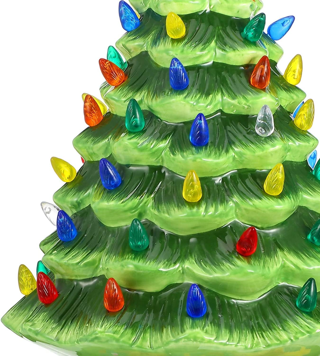 QUMENEY 151 Pcs Ceramic Christmas Tree Replacement Lights, Multi Color Medium Plastic Light Up Twist/Bulbs and 1 Piece Ceramic Tree Star Orn