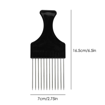 6 Packs Afro Comb Metal Pick Comb Curly,Afro Braid Pick Hairdressing Detangle Wig Braid Hair Styling Comb Styling Tool- Black