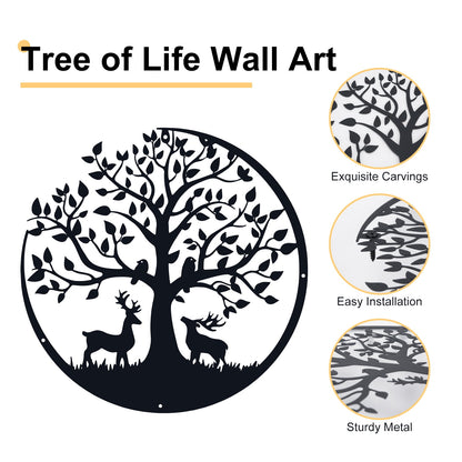 RETON Metal Wall Art Decor Tree of Life Sculptures Family Tree Wall Decor Hanging Garden Sculptures for Bedroom Living Room Indoor Outdoor D