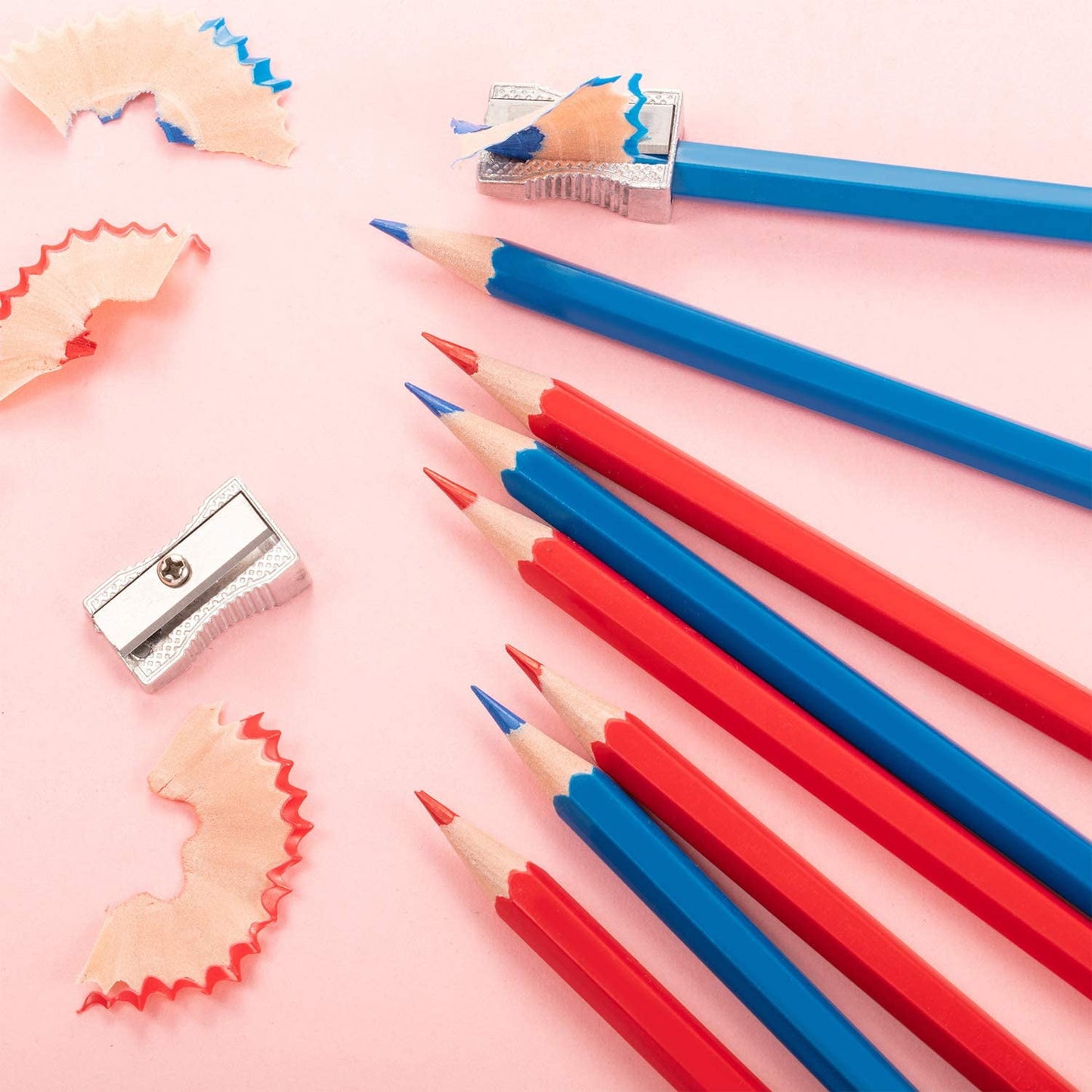 40 Counts Erasable Colored Pencils Red Blue Colored Pencils with Eraser and 2 Pieces Mini Metal Pencil Sharpeners
