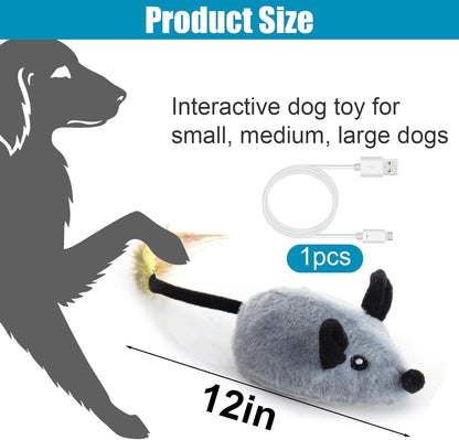 Mity rain Interactive Dog Toys, Fake Mouse Moving Dog Toy with Automatic Sensor, Dog Mouse Toy with Realistic Sound & Extended Tail, Automat