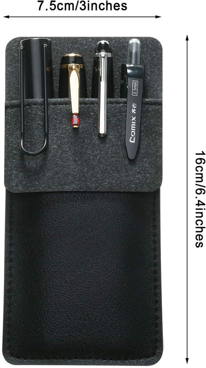 RETON 4 Packs Pocket Protector, Leather Pen Pouch Holder Organizer for Lab Coats/shirts/pen Note, Handmade Pencil Pocket Holder for School O