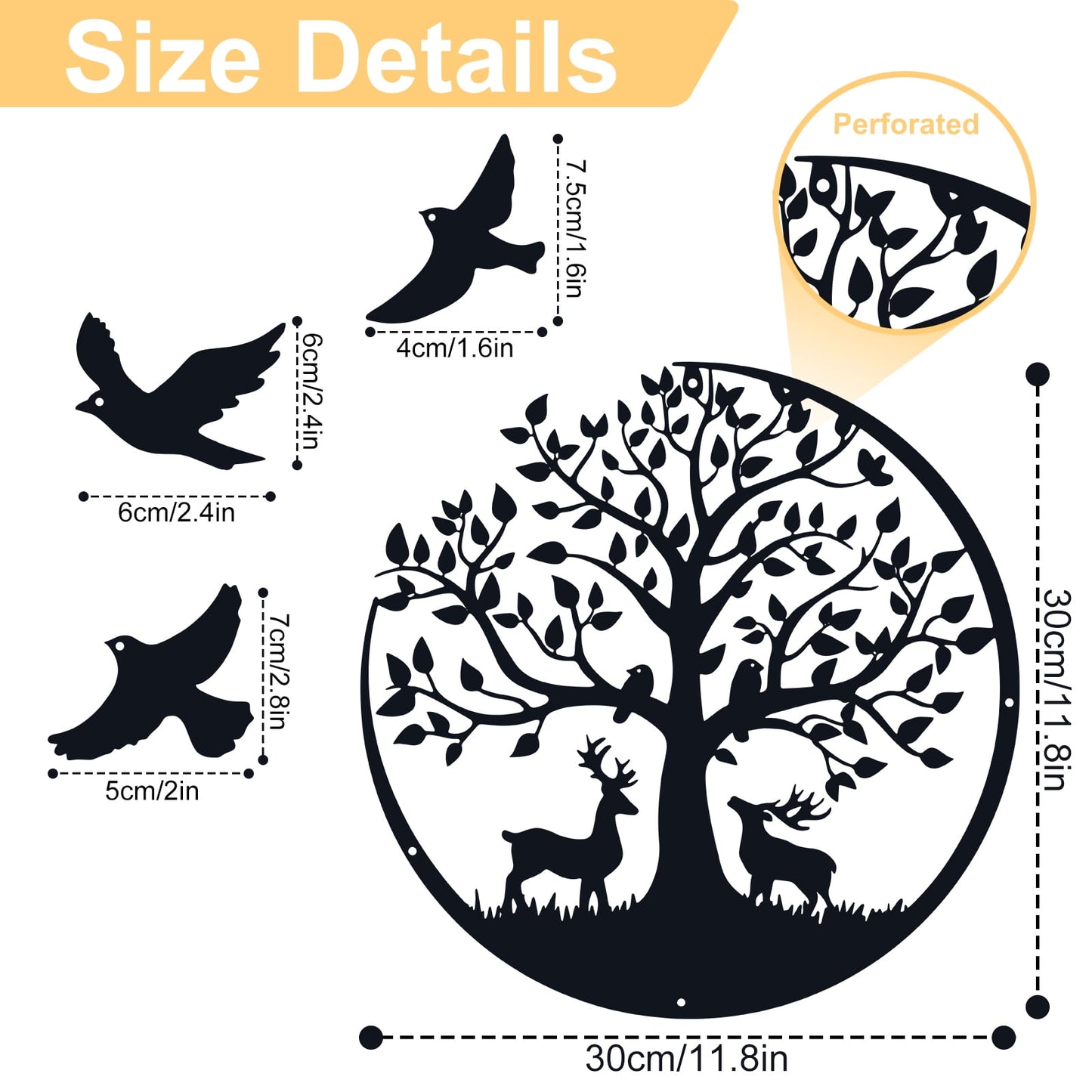 RETON Metal Wall Art Decor Tree of Life Sculptures Family Tree Wall Decor Hanging Garden Sculptures for Bedroom Living Room Indoor Outdoor D